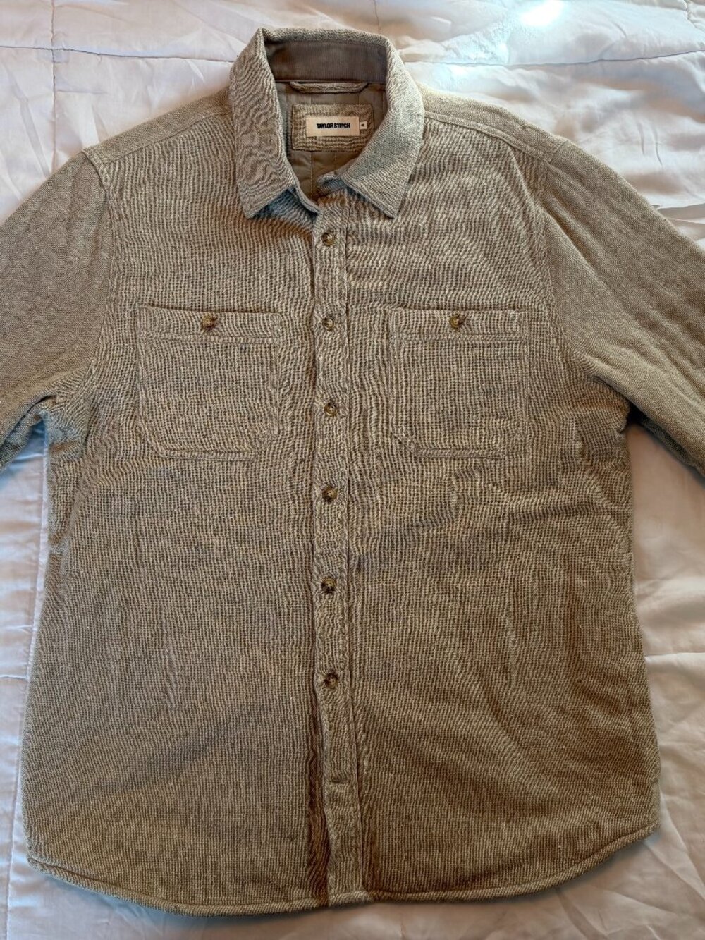 Taylor Stitch Lined Utility Shirt in Oat Donegal